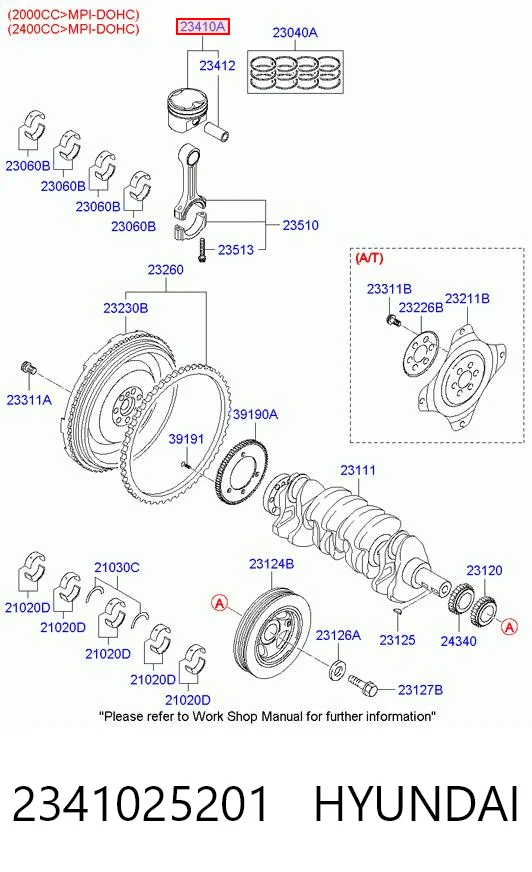 2341025201 Hyundai/Kia Поршень без кілець