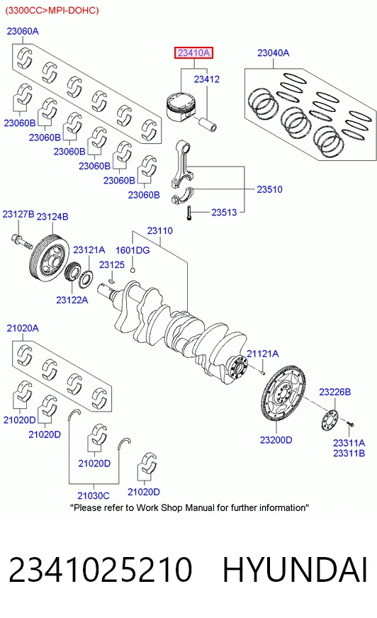 2341025210 Hyundai/Kia Поршень без кілець
