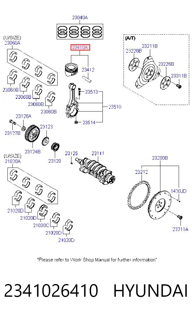 2341026410 Hyundai/Kia Поршень без кілець