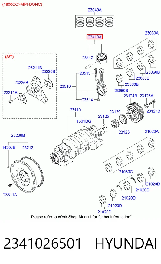 2341026501 Hyundai/Kia Поршень двигуна без кілець
