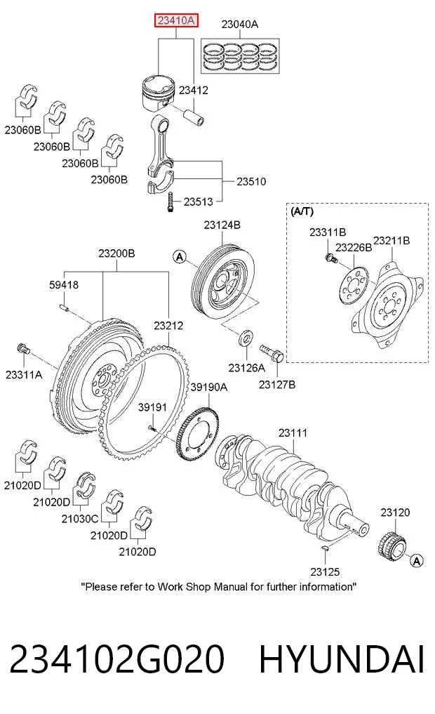 234102G020 Market (OEM) Поршень двигуна без кілець