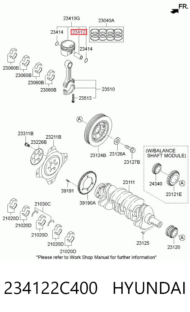 234122C400 Hyundai/Kia Палець поршня двигуна