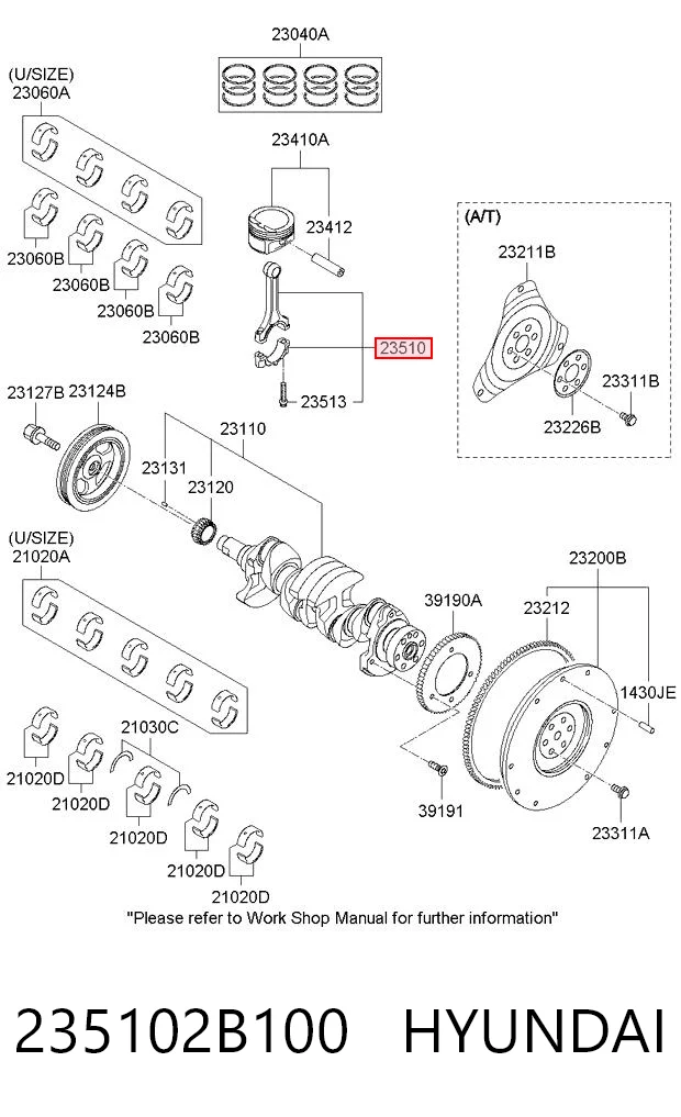 235102B100 Hyundai/Kia Шатун поршня ДВЗ