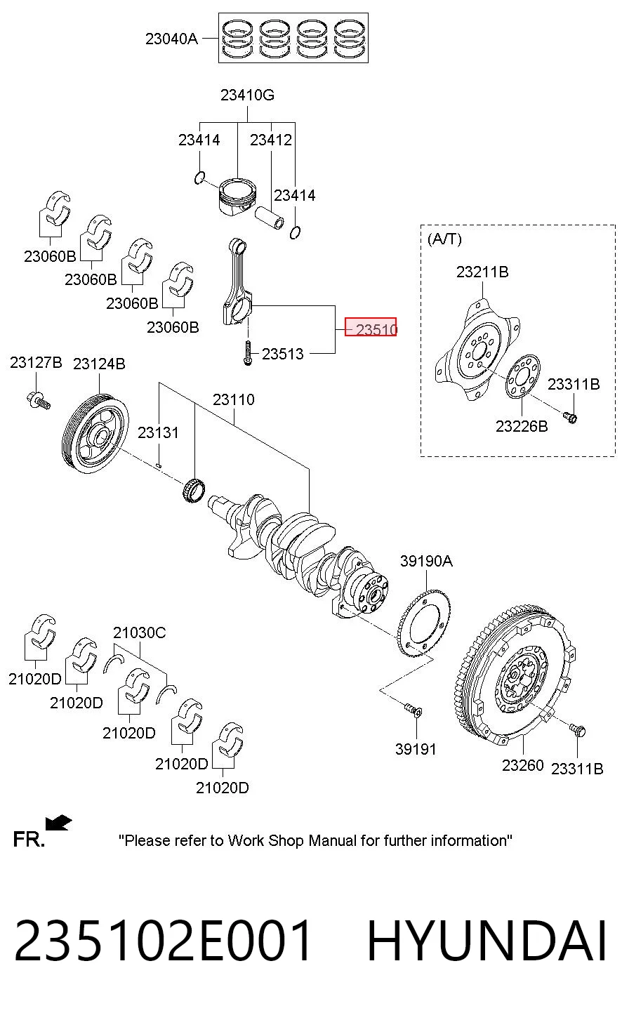 235102E001 Hyundai/Kia Шатун поршня ДВЗ
