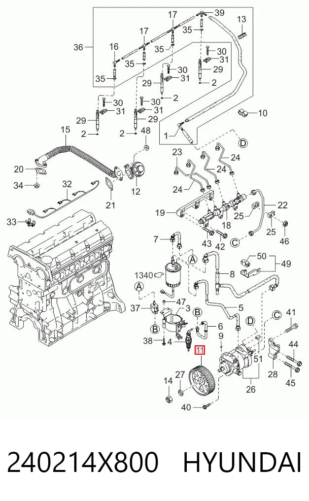 240214X800 Hyundai/Kia Шестерня приводу ПНВТ