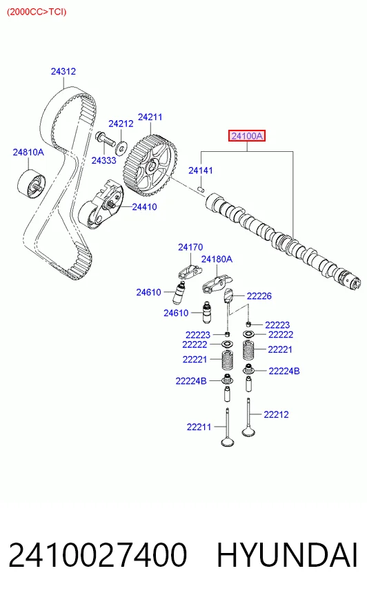 Розподілвал двигуна Hyundai Santa Fe I позашляховик (SM) (2000 - 2006) ціна, від 91.33 USD