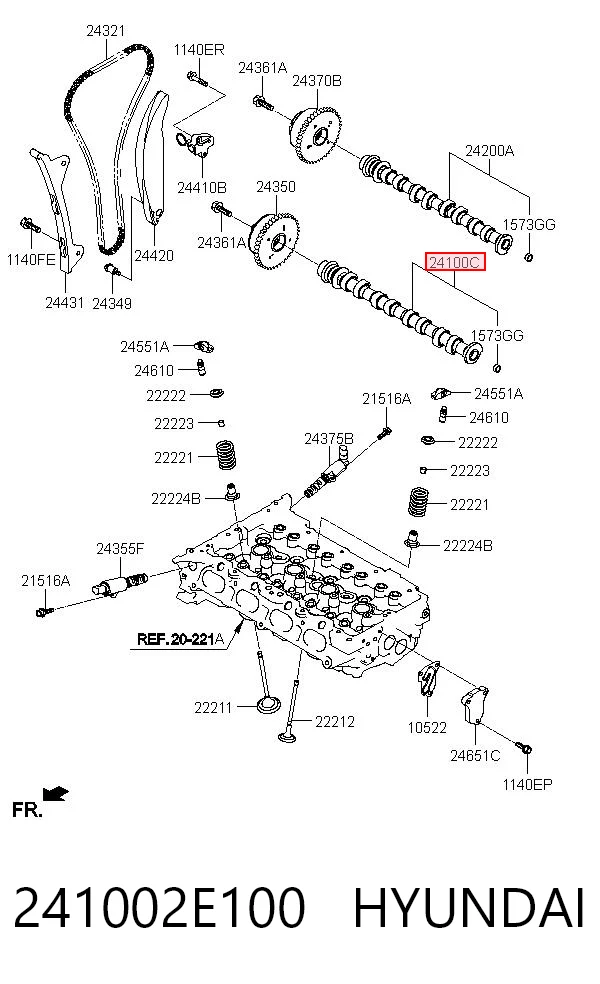 241002E100 Hyundai/Kia Розподільчий вал впускний