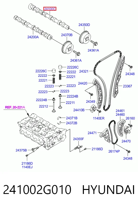241002G010 Hyundai/Kia Розподільчий вал впускний