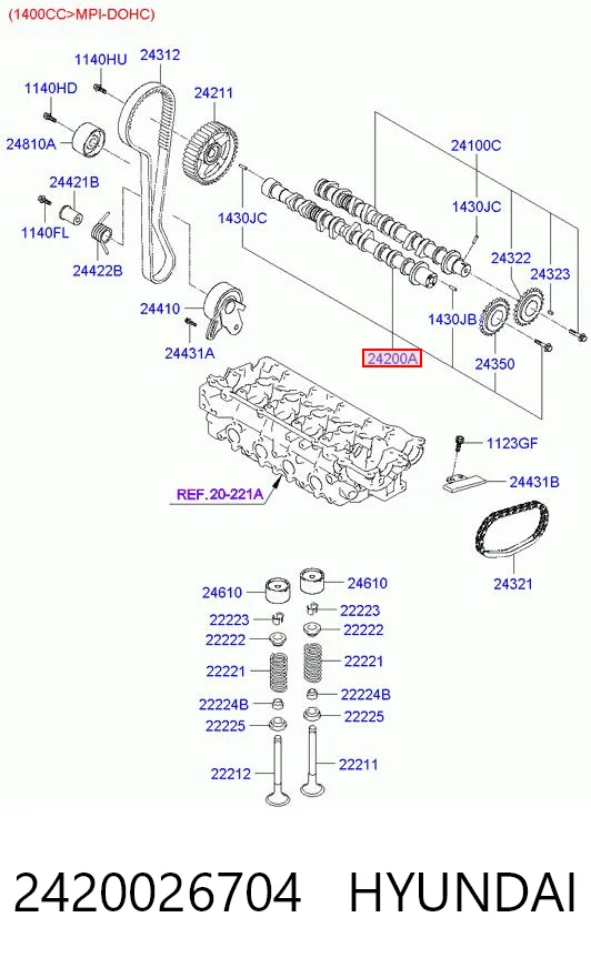 2420026704 Hyundai/Kia Шток двигуна, випускний