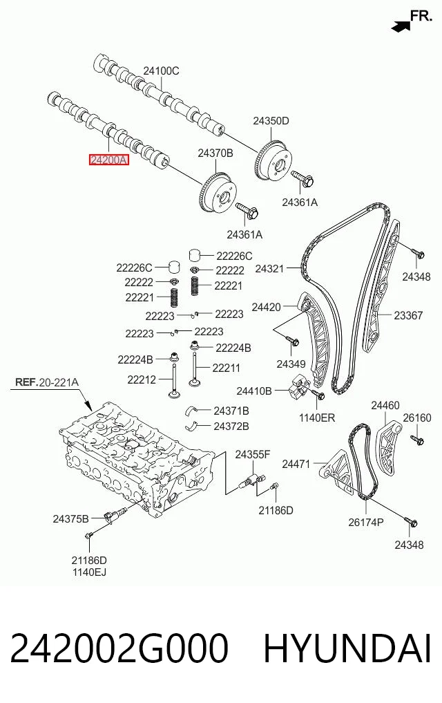 242002G000 Hyundai/Kia Шток двигуна, випускний
