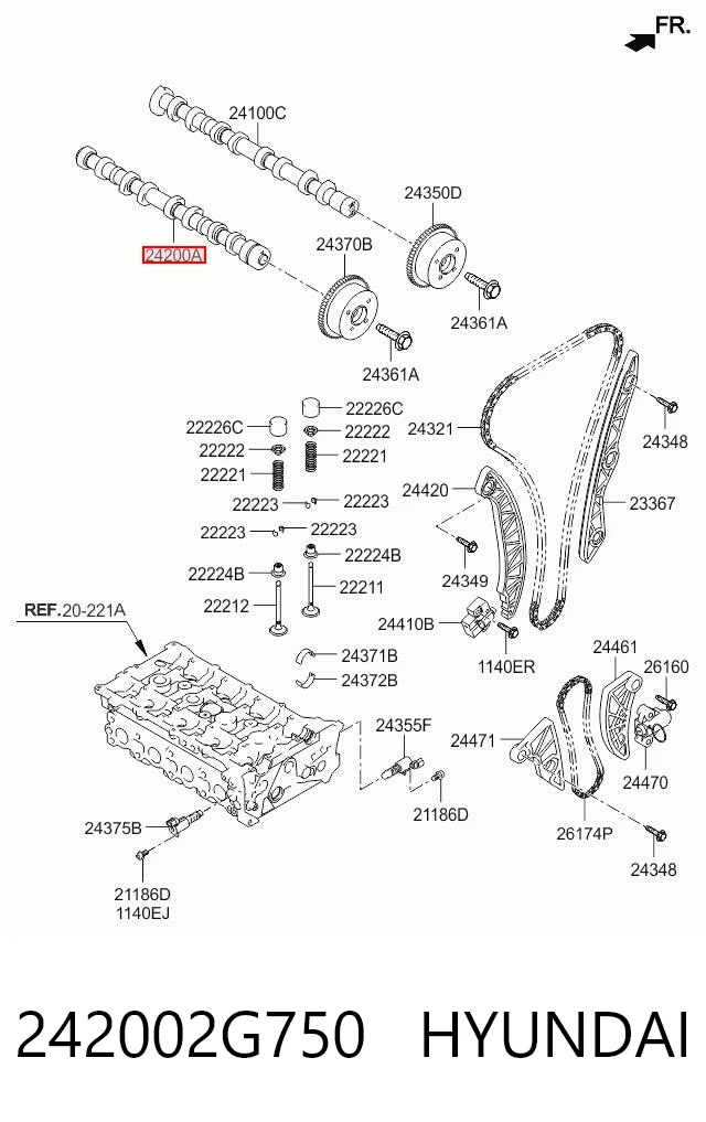 242002G750 Hyundai/Kia Шток двигуна, випускний