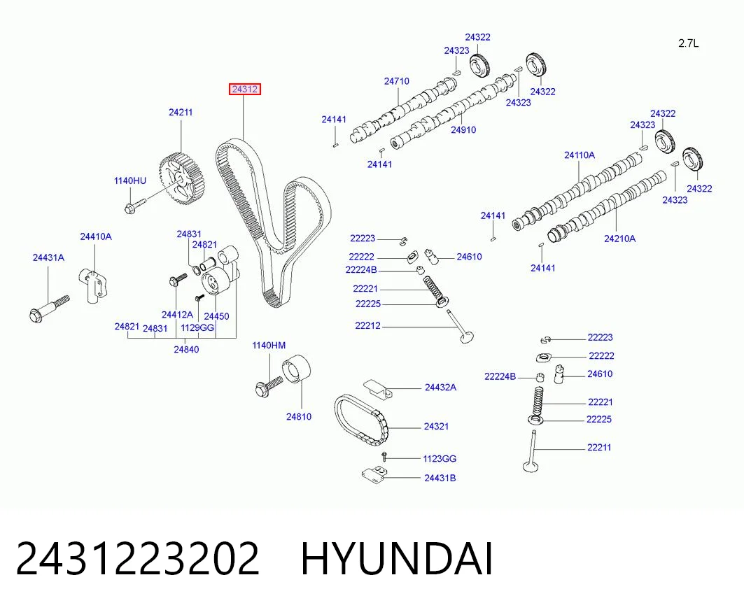 2431223202 Hyundai/Kia Ремінь двигуна