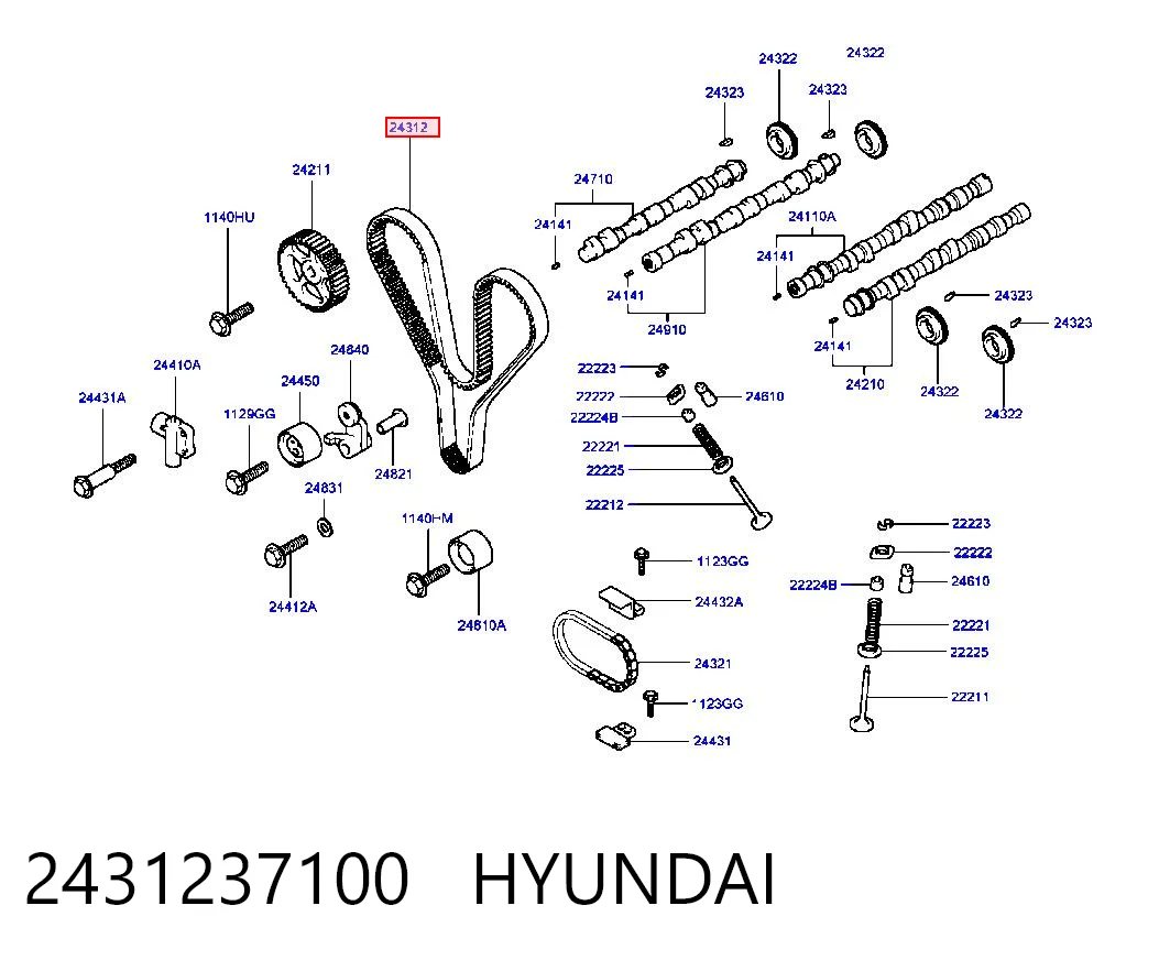  Ремінь ГРМ Hyundai Trajet 