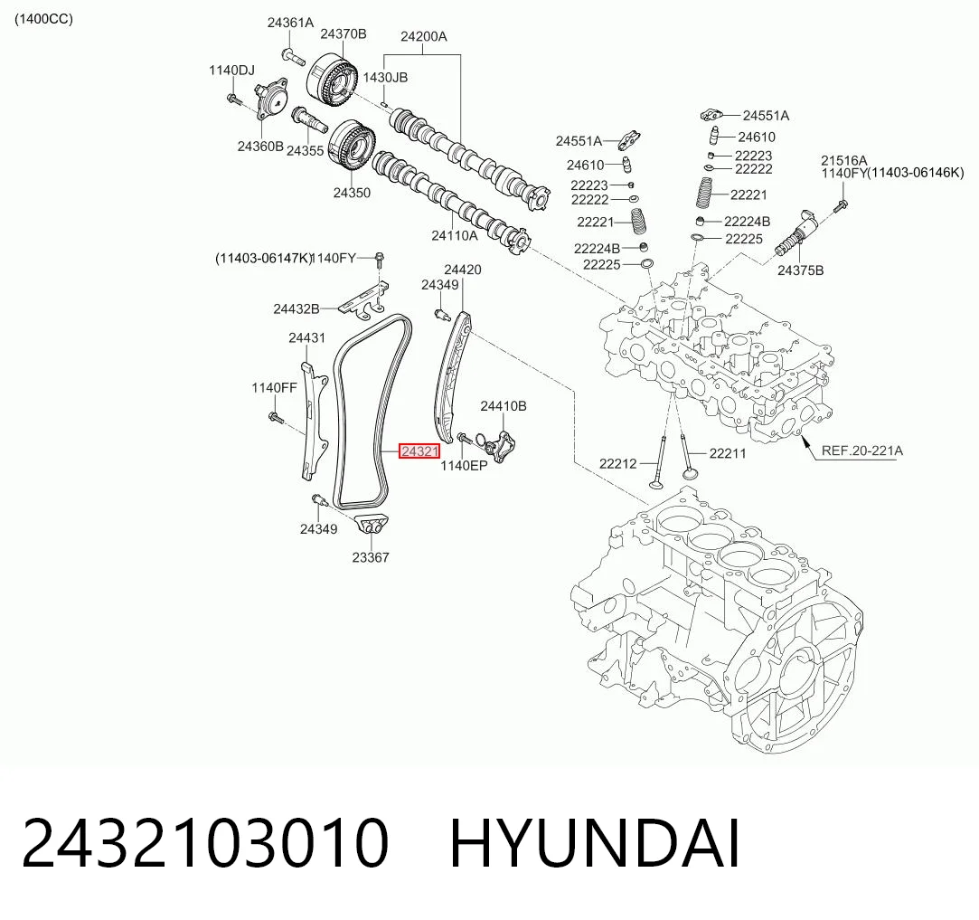 2432103010 Hyundai/Kia Ланцюг приводу распредвала