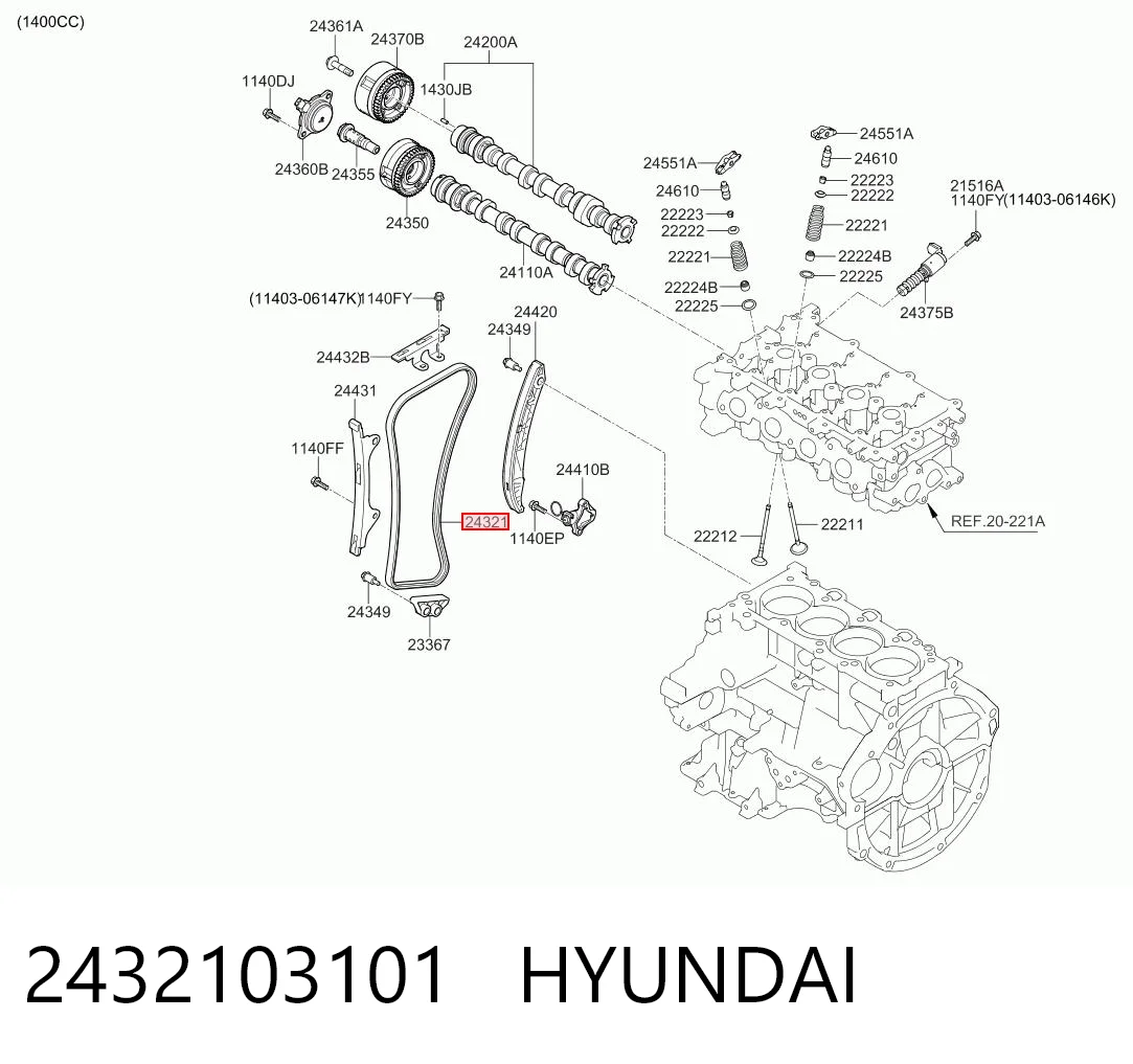 Ланцюг Hyundai Accent IV седан (RB) (2010 - 2014) ціна, від 52.62 USD