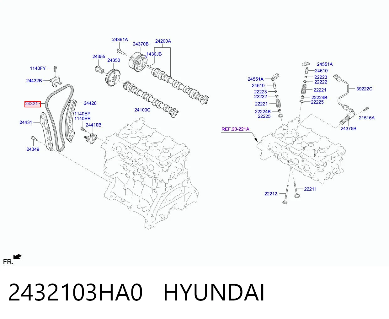 2432103HA0 Hyundai/Kia Ланцюг приводу распредвала