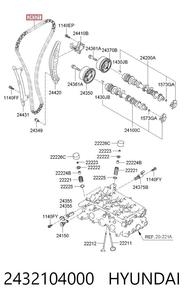 2432104000 Hyundai/Kia Ланцюг приводу распредвала