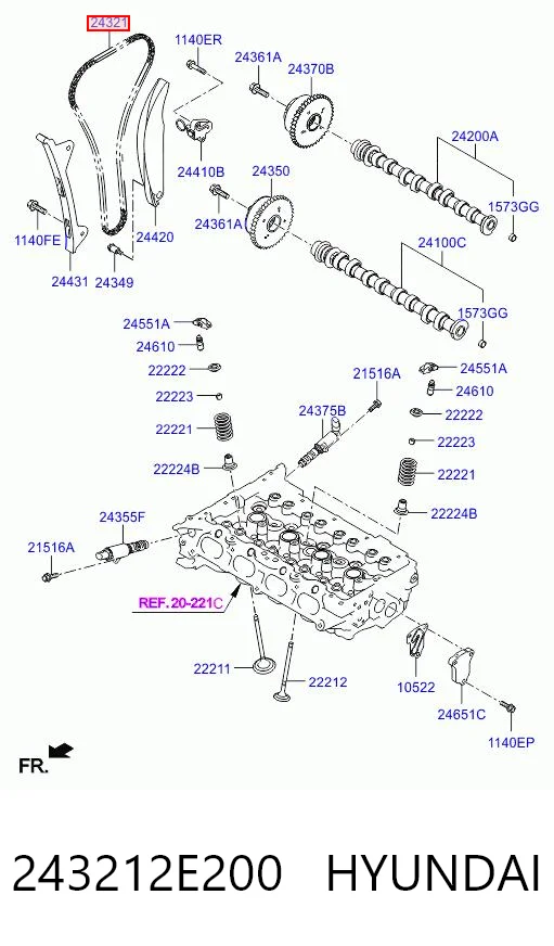 243212E200 Hyundai/Kia Ланцюг приводу распредвала