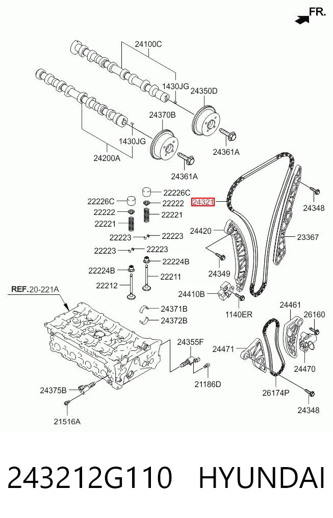 243212G110 Hyundai/Kia Ланцюг приводу распредвала
