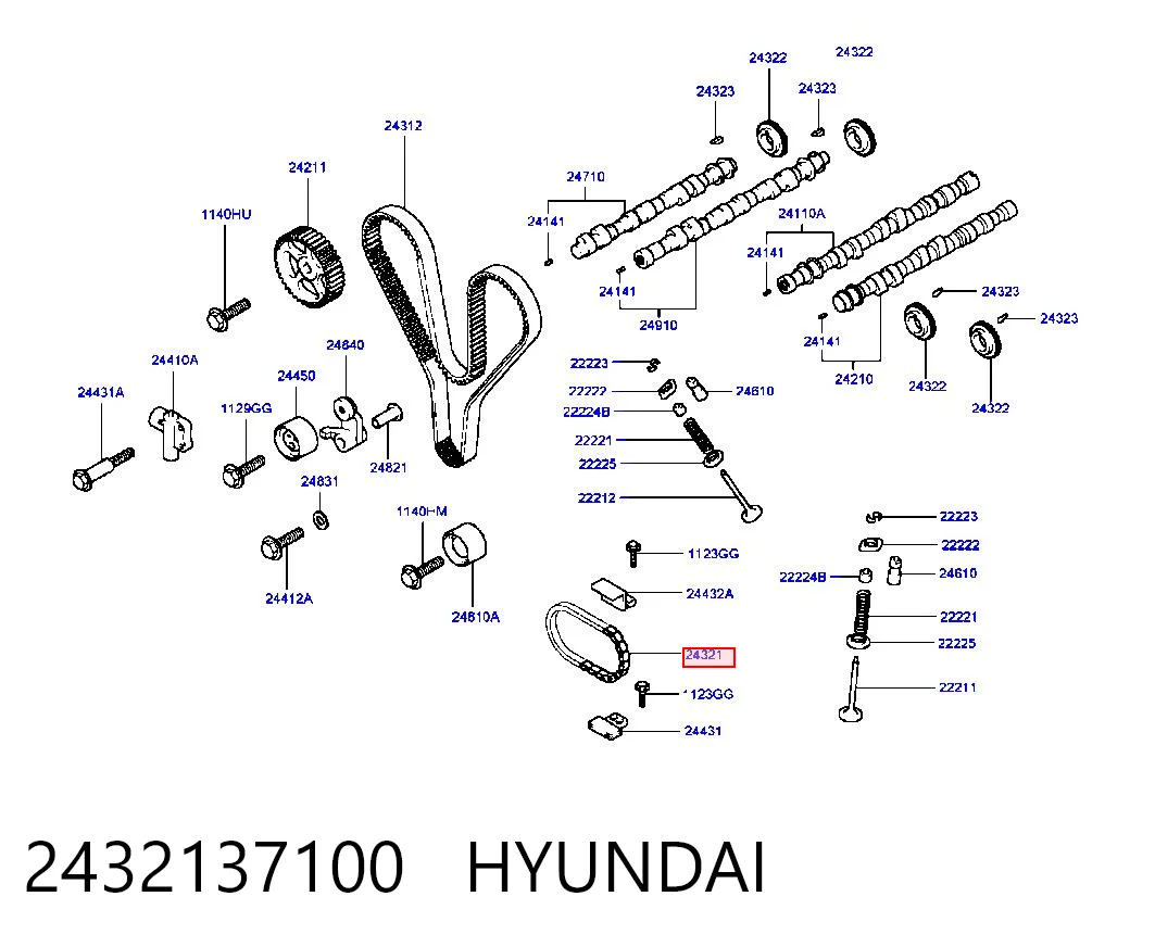 2432137100 Hyundai/Kia Ланцюг ГРМ, балансування вала