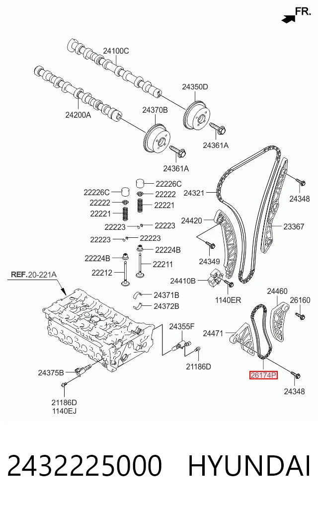2432225000 Hyundai/Kia Ланцюг маслянного насосу