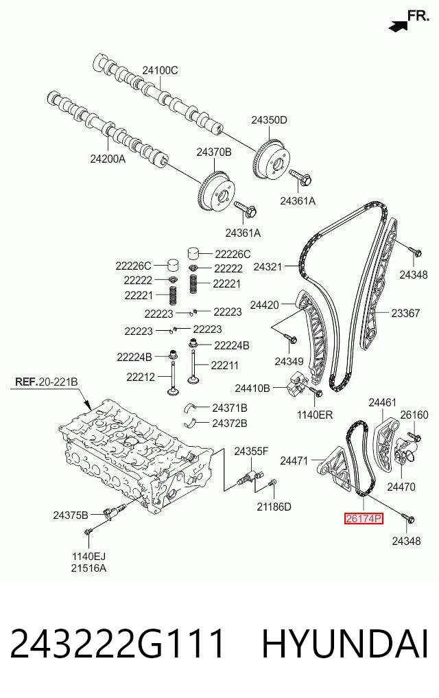 243222G111 Hyundai/Kia Ланцюг приводу масляного насоса