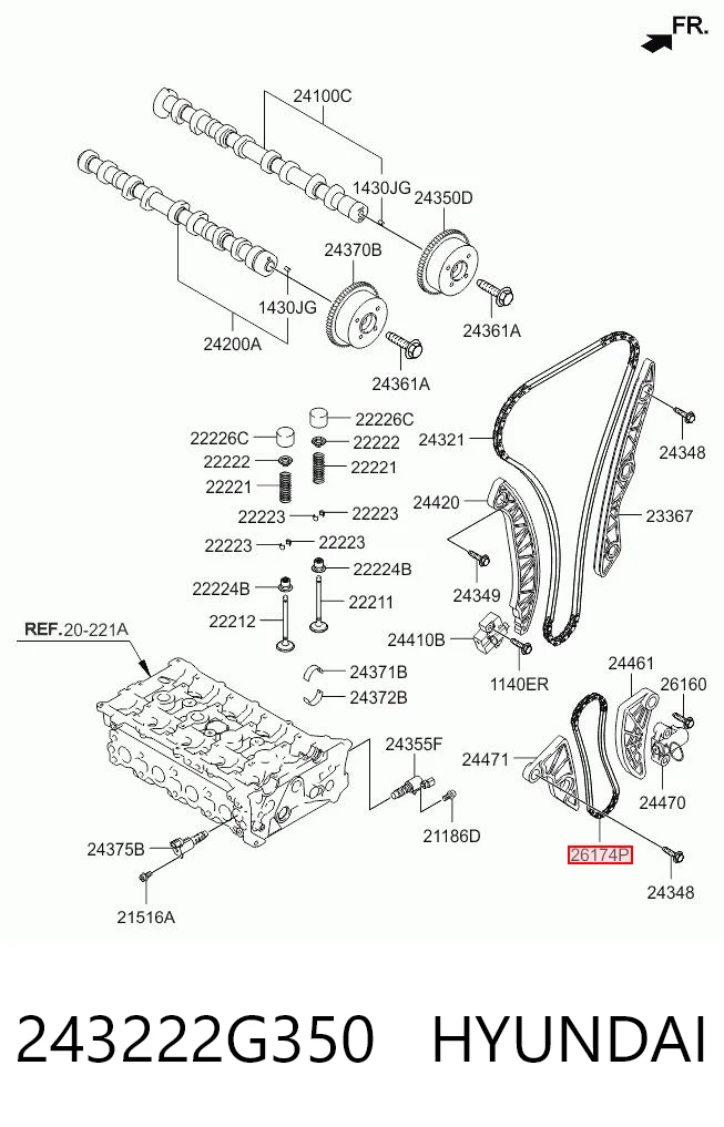 243222G350 Hyundai/Kia Ланцюг масло насоса