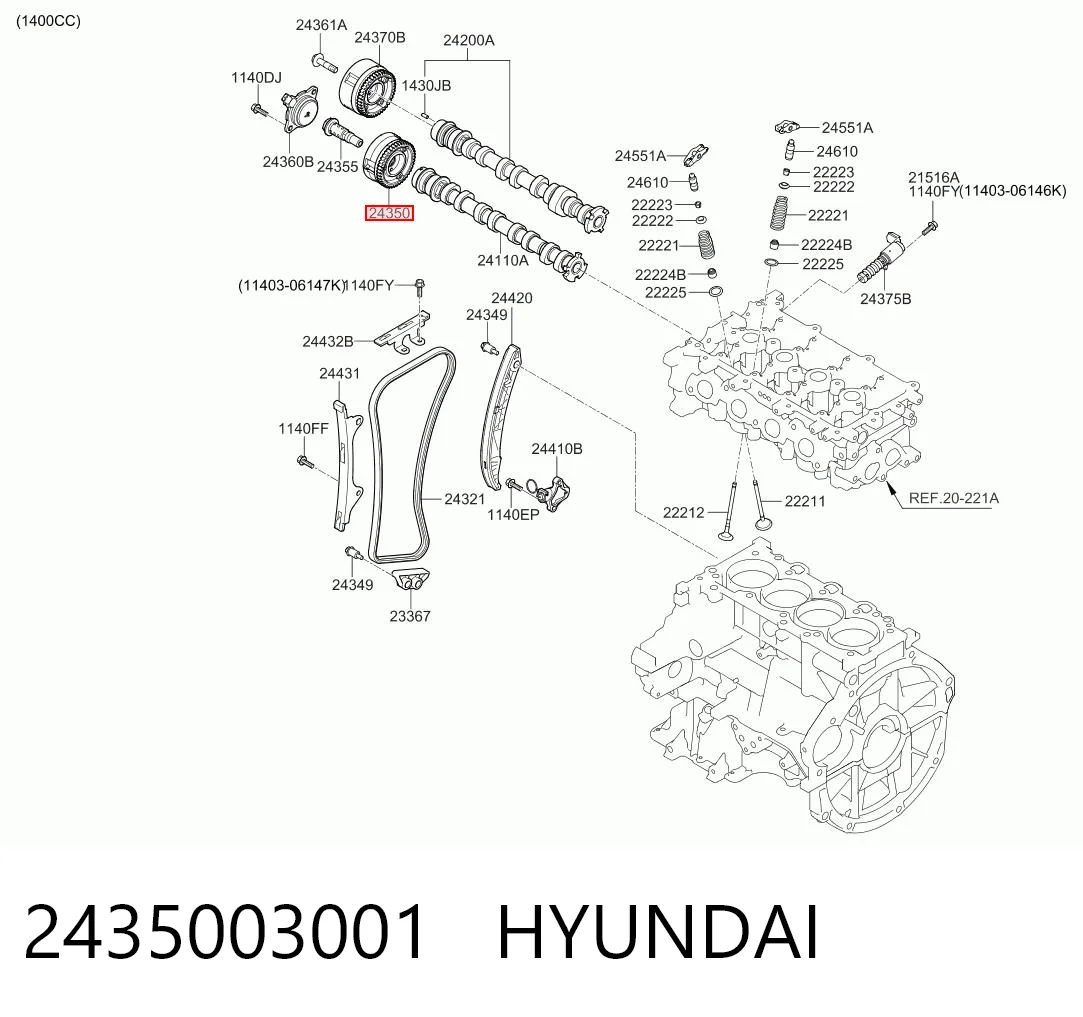 Купити 2435003001 Chrysler Зірка-шестерня розподільного валу двигуна, впускного