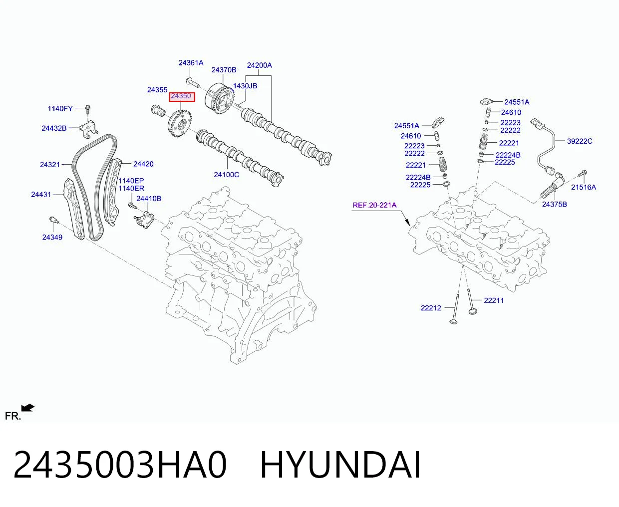 2435003HA0 Hyundai/Kia Зірка-шестерня розподільного валу двигуна, впускного