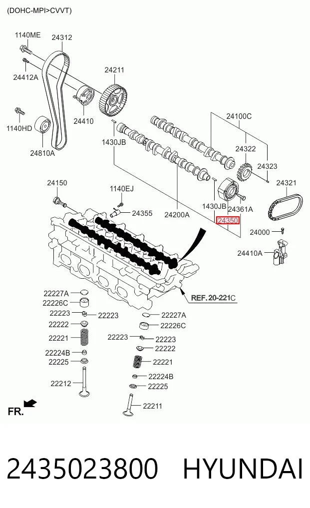 2435023800 Honda Зірка-шестерня розподільного валу двигуна, впускного