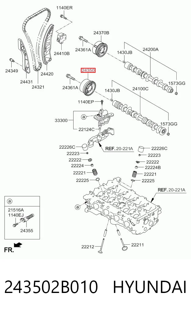 243502B010 Hyundai/Kia Зірка-шестерня розподільного валу двигуна, впускного