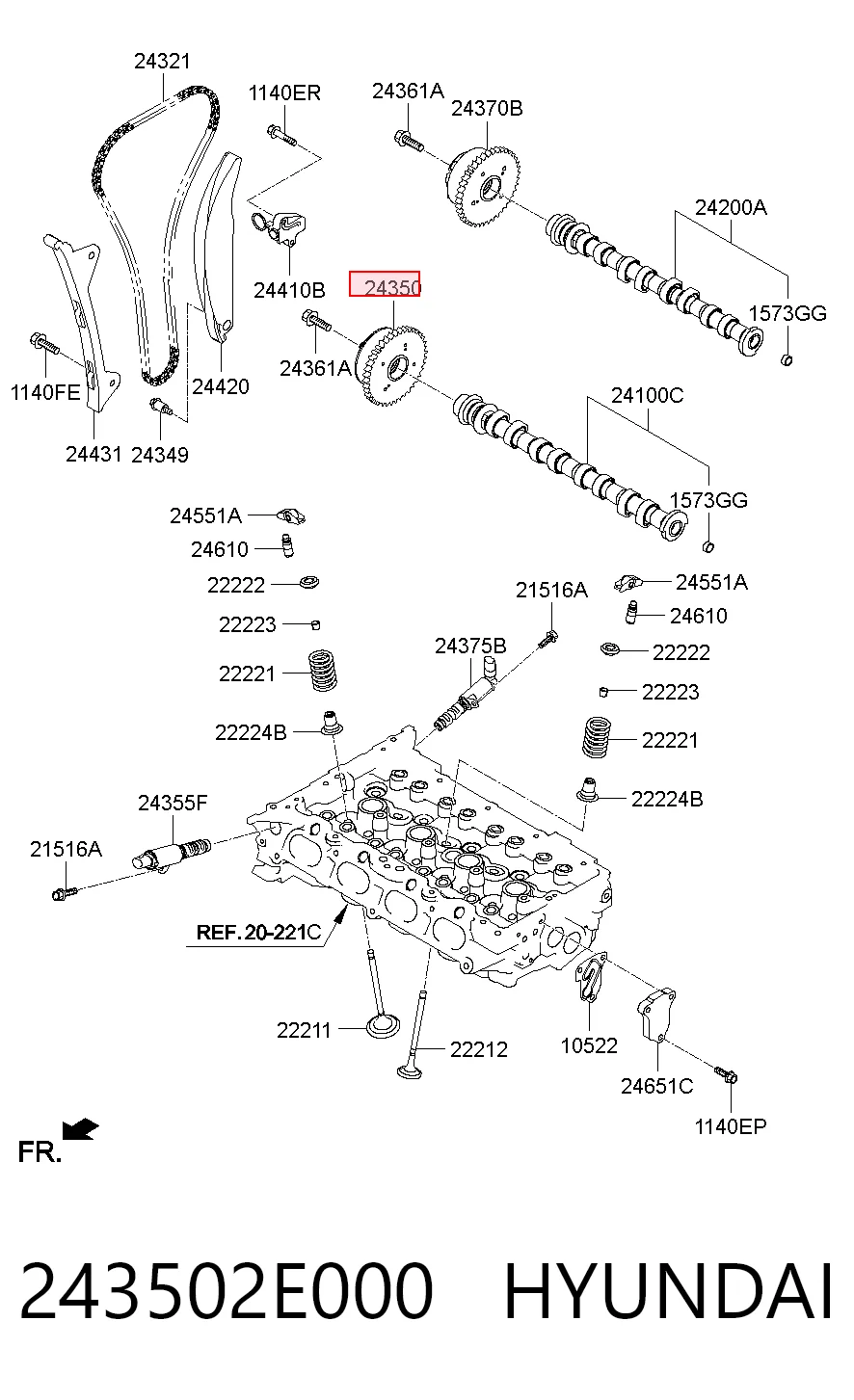 243502E000 Hyundai/Kia Зірка-шестерня розподільного валу двигуна, впускного
