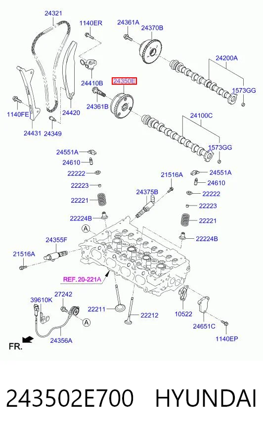 243502E700 Hyundai/Kia Зірка-шестерня розподільного валу двигуна, впускного