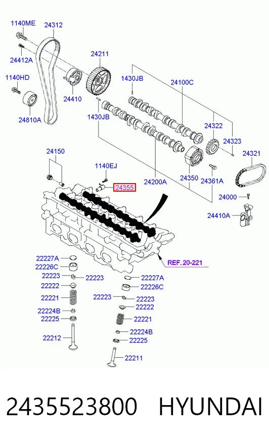 2435523800 Hyundai/Kia Клапан регулювання тиску масла