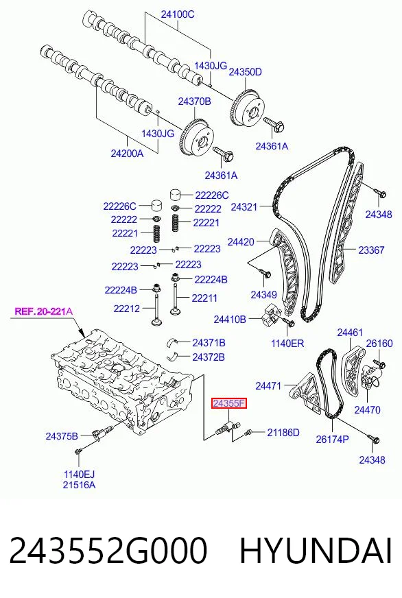 243552G000 Hyundai/Kia Клапан електромагнітний положення розподільного