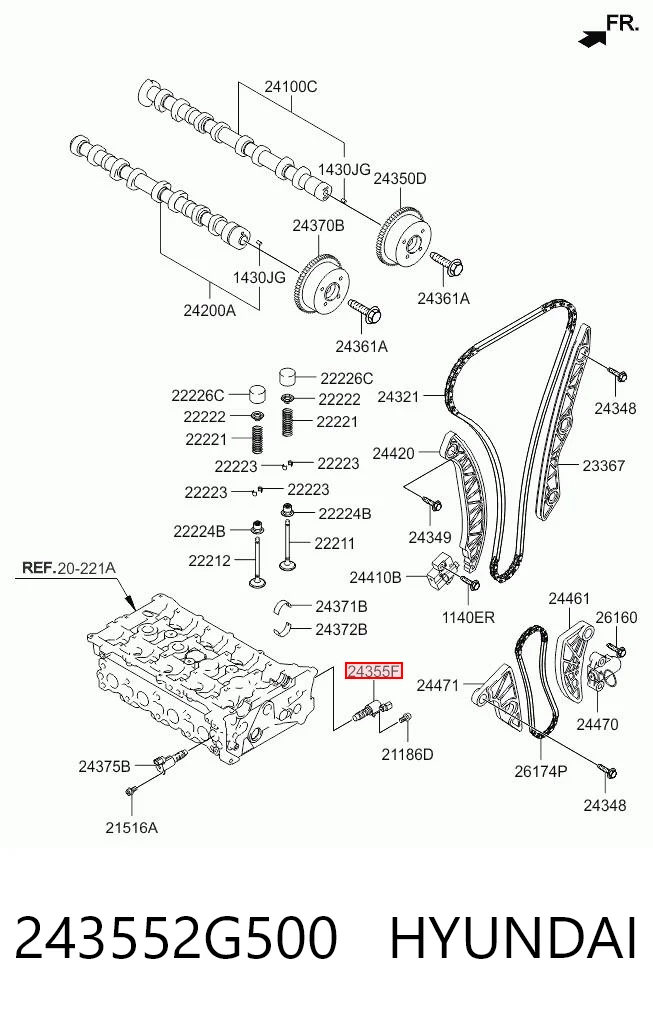 243552G500 Hyundai/Kia Клапан регулювання тиску масла