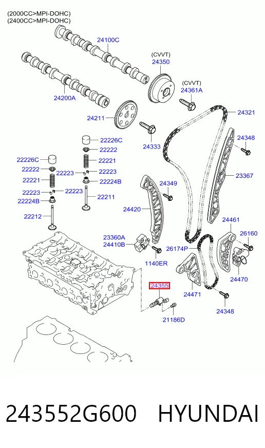 243552G600 Hyundai/Kia Клапан регулювання тиску масла