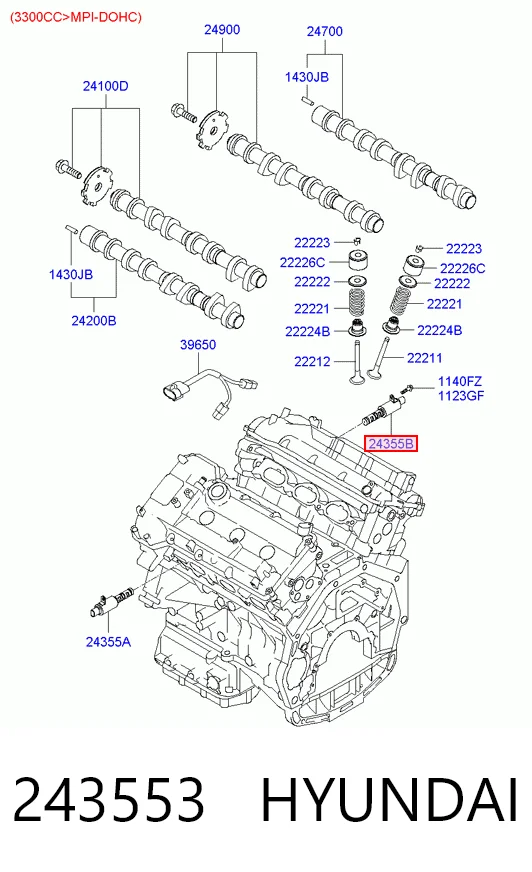 243553 Hyundai/Kia Клапан електромагнітний положення (фаз) розподвала, правий