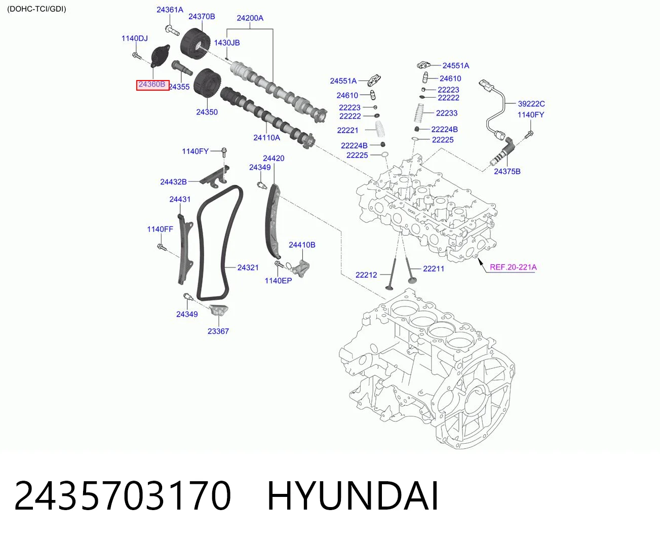 2435703170 Hyundai/Kia Клапан електромагнітний положення розподільного