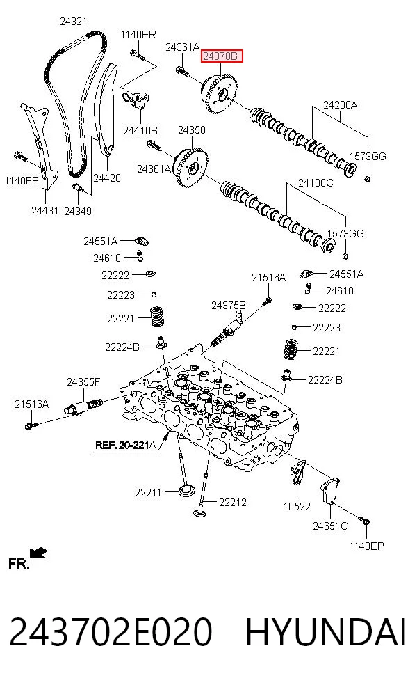 243702E020 Hyundai/Kia Зірка-шестерня розподільного валу двигуна,випускного