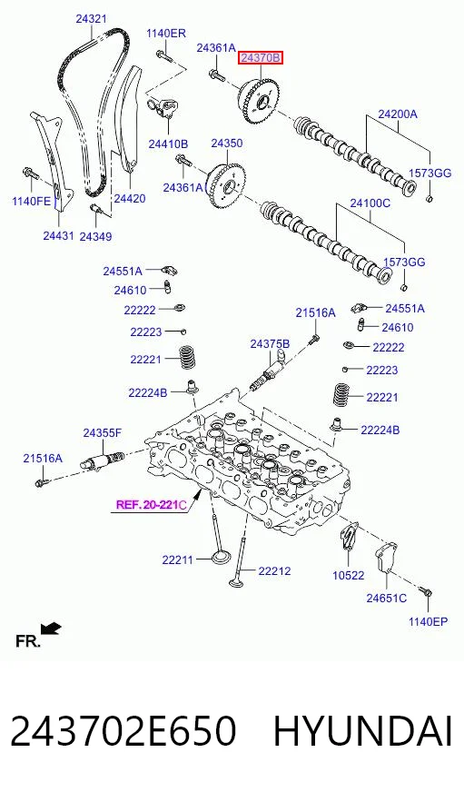 243702E650 Hyundai/Kia Зірка-шестерня розподільного валу двигуна,випускного