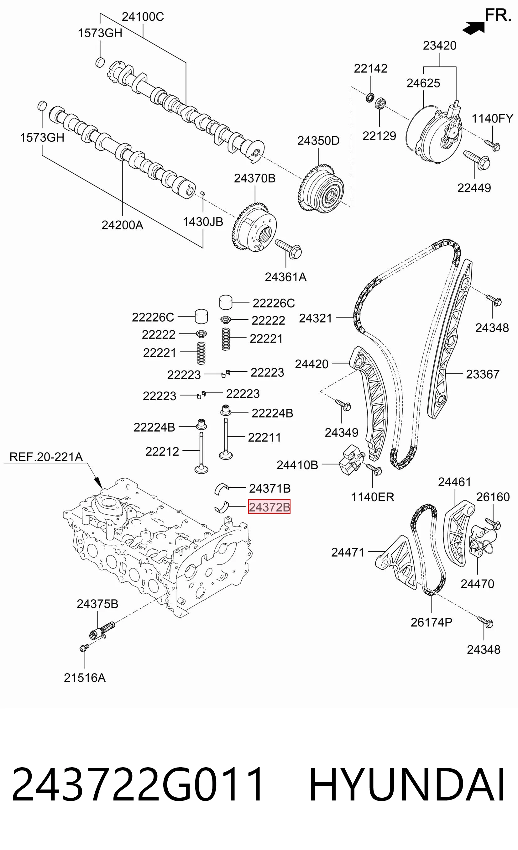 243722G011 Hyundai/Kia Вкладиш распредвала, стандартний, комплект