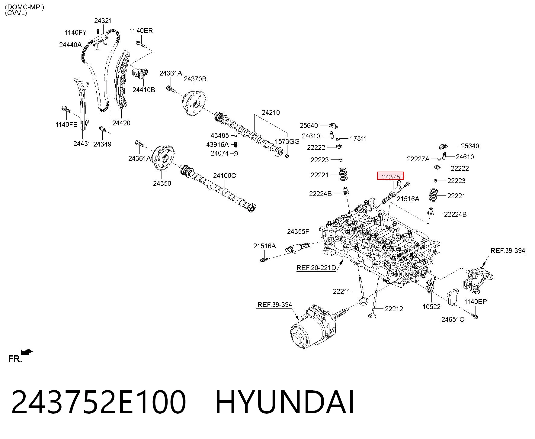 243752E100 Hyundai/Kia Клапан електромагнітний положення (фаз) розподвала, правий