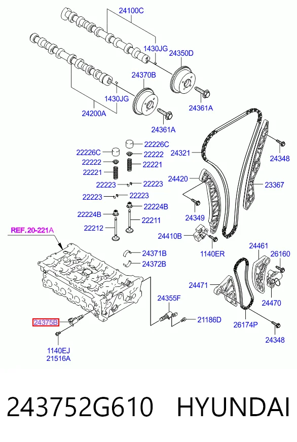 243752G610 Hyundai/Kia Клапан електромагнітний положення (фаз) розподвала, правий