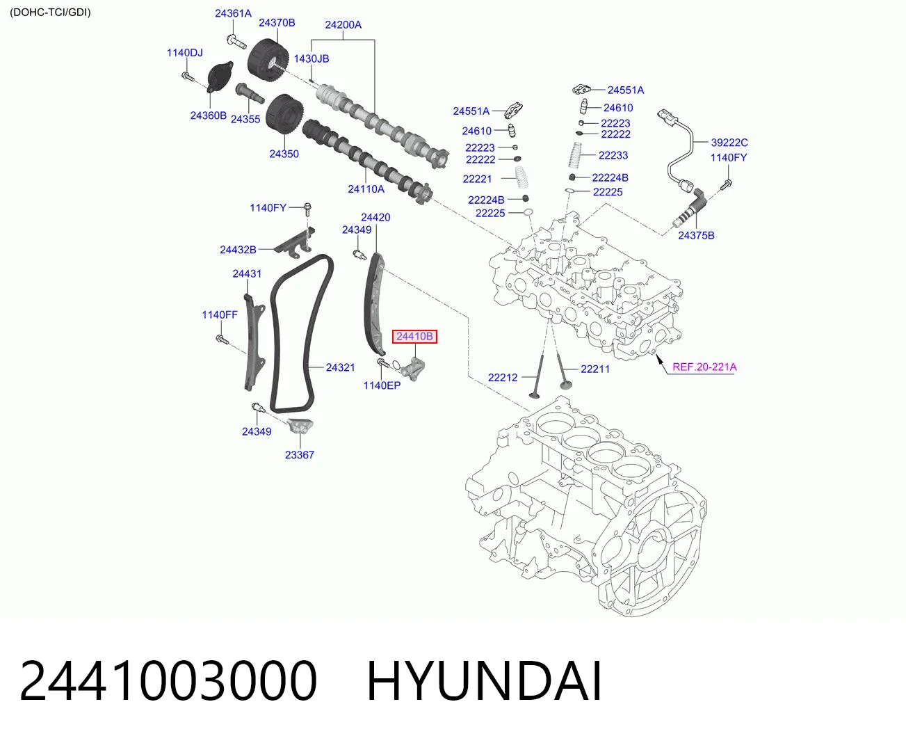 2441003000 Hyundai/Kia Натягувач ланцюга ГРМ