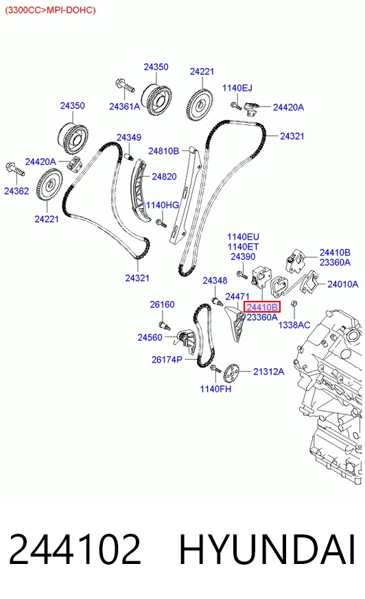 244102 Hyundai/Kia Натягувач ланцюга ГРМ