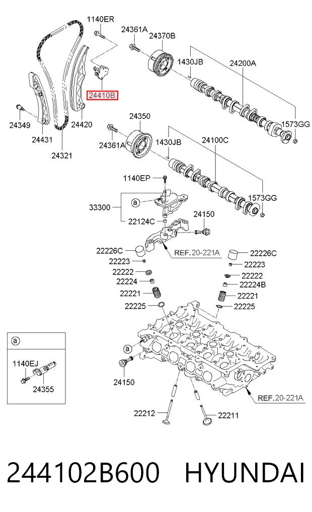 244102B600 Hyundai/Kia Натягувач ланцюга ГРМ