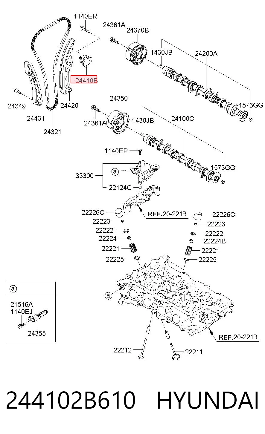 244102B610 Hyundai/Kia Натягувач ланцюга ГРМ