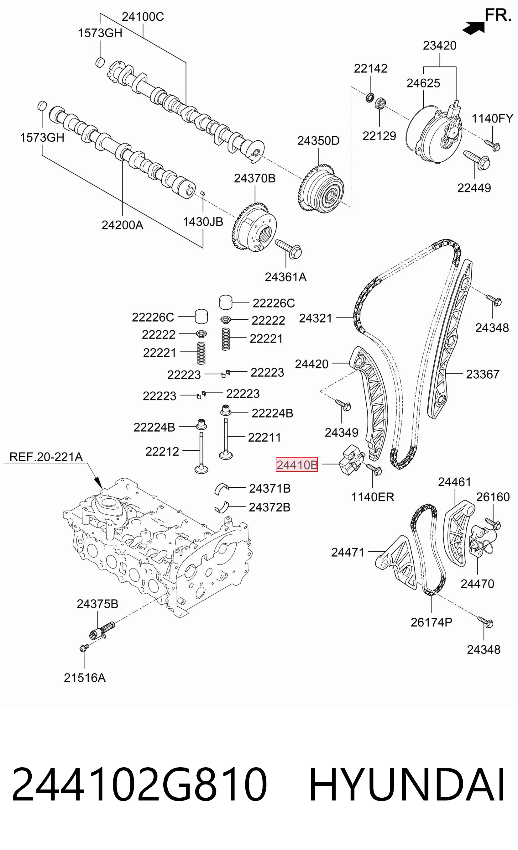 244102G810 Hyundai/Kia Натягувач ланцюга ГРМ