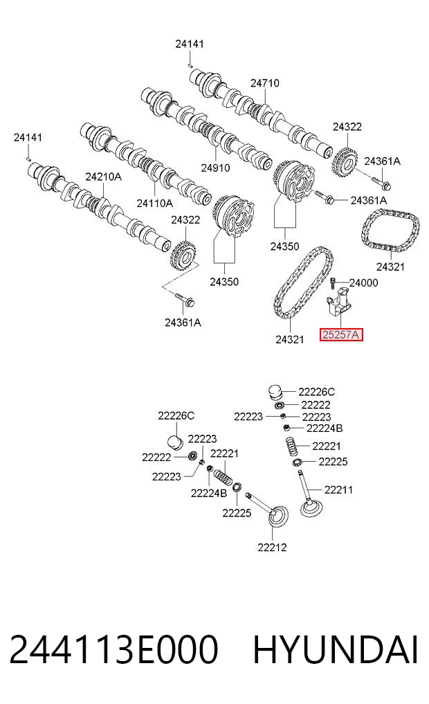 244113E000 Hyundai/Kia Натягувач ланцюга ГРМ розподілвалів